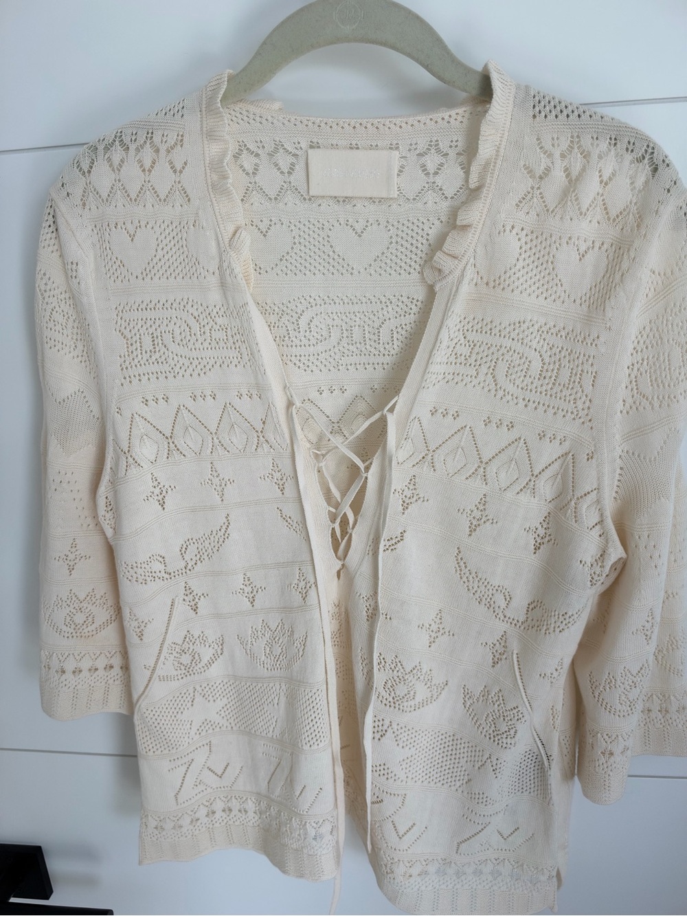 Zadig&Voltaire Cream Lace-Knit Women’s Sweater Cardigan